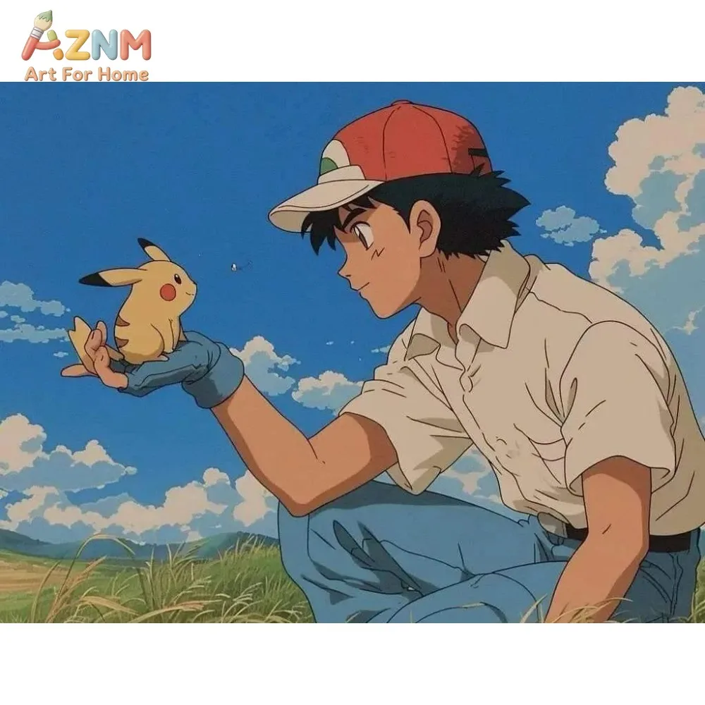 1PC ,Summer-themed Pokémon, Little Master Zou, Pikachu, Seed Frog， living room decoration painting,  Print Art Prints