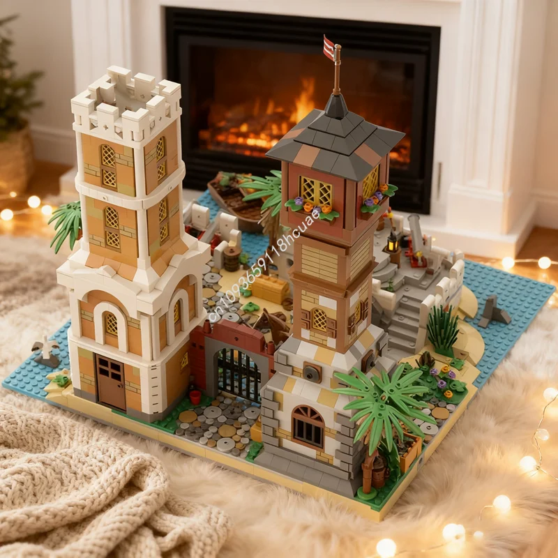 

3000 шт. MOC городские ворота басть пиратский мир 2 модель строительные блоки игрушки архитектура DIY идея рождественские подарки дети день рождения