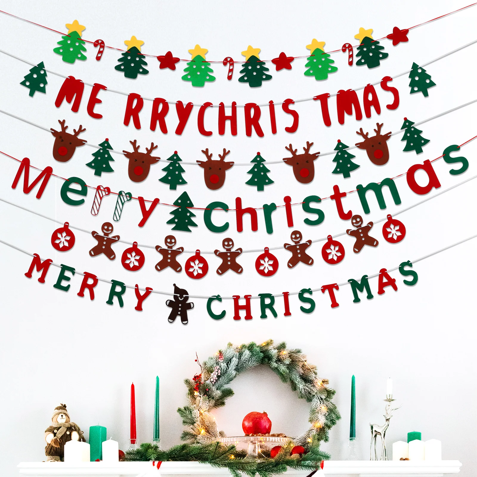 

6 Pcs Christmas Latte Banner for Garage Door Garland Ornaments Banners Front Winter