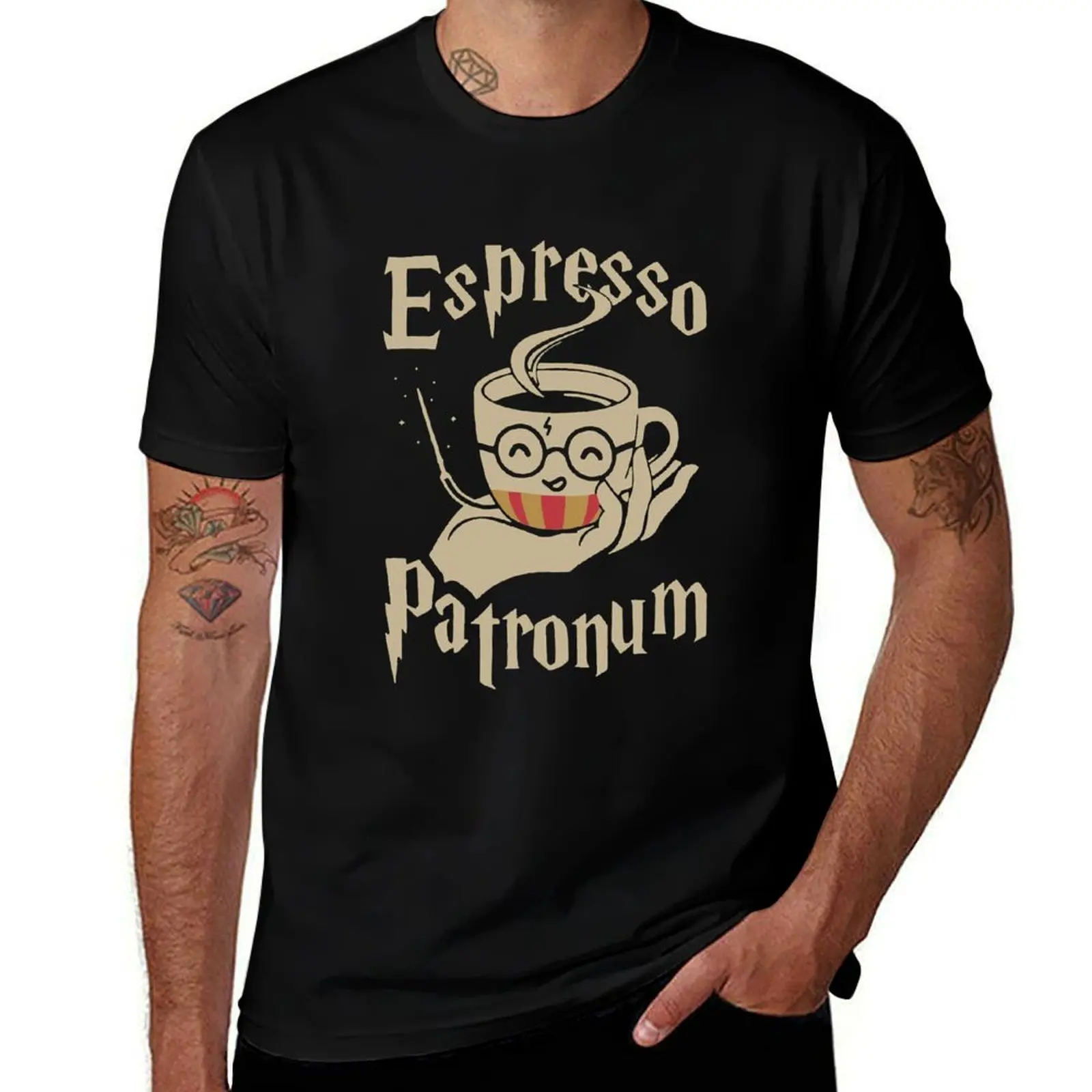 

Espresso Patronum For Coffee Lovers Funny Wizard T-Shirt man t shirt cotton T-Shirt