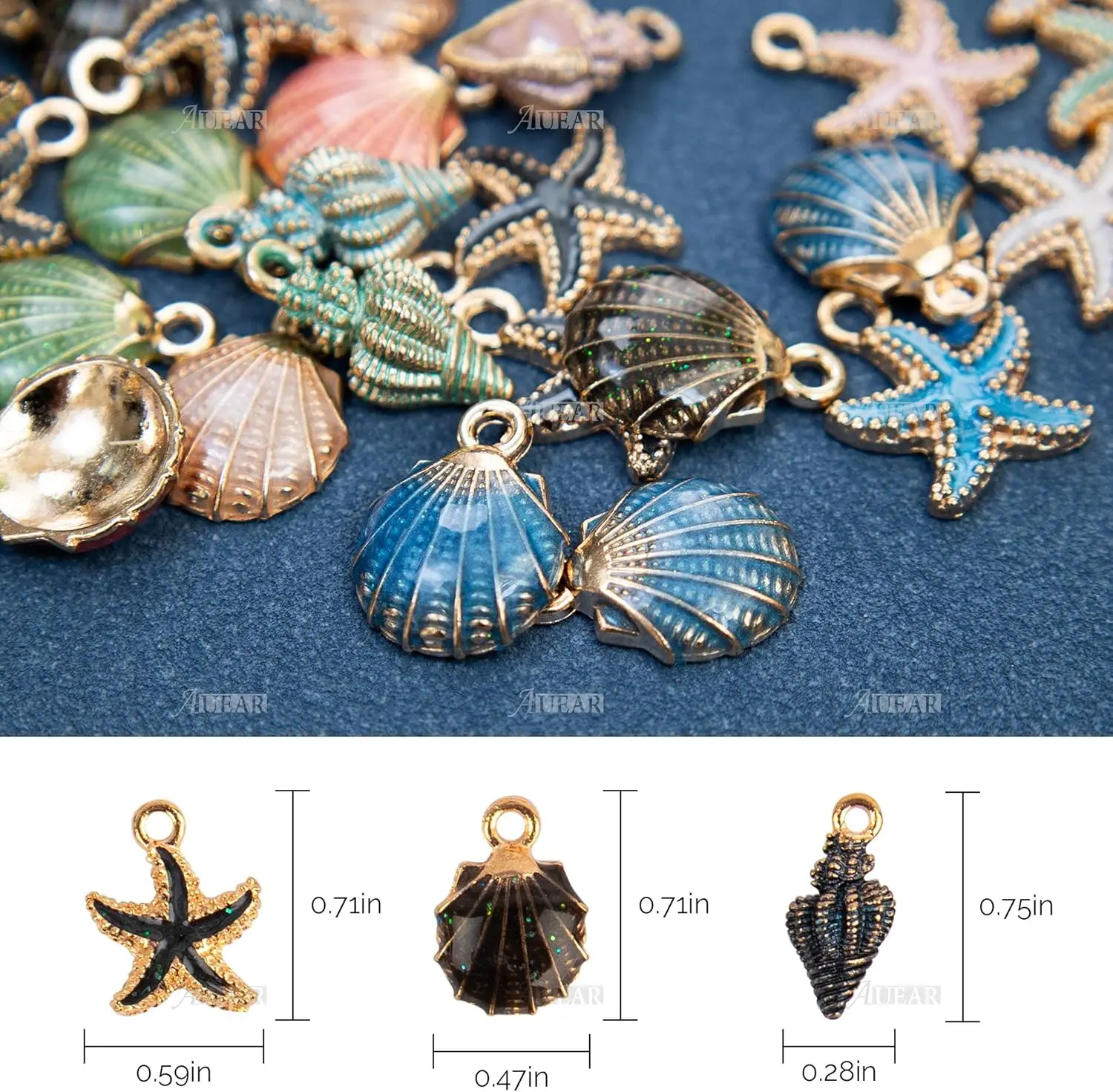 60 حزمة من المعلقات المعلقات المينا على شكل نجم البحر المحيط لصنع المجوهرات بنفسك (نمط المحيط 1)