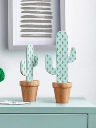 Cactus Home Accessories Cute Room Decor Nordic Modem Style Bedroom Decoration Flower Knows Plant Miniatures Sculpture Wood