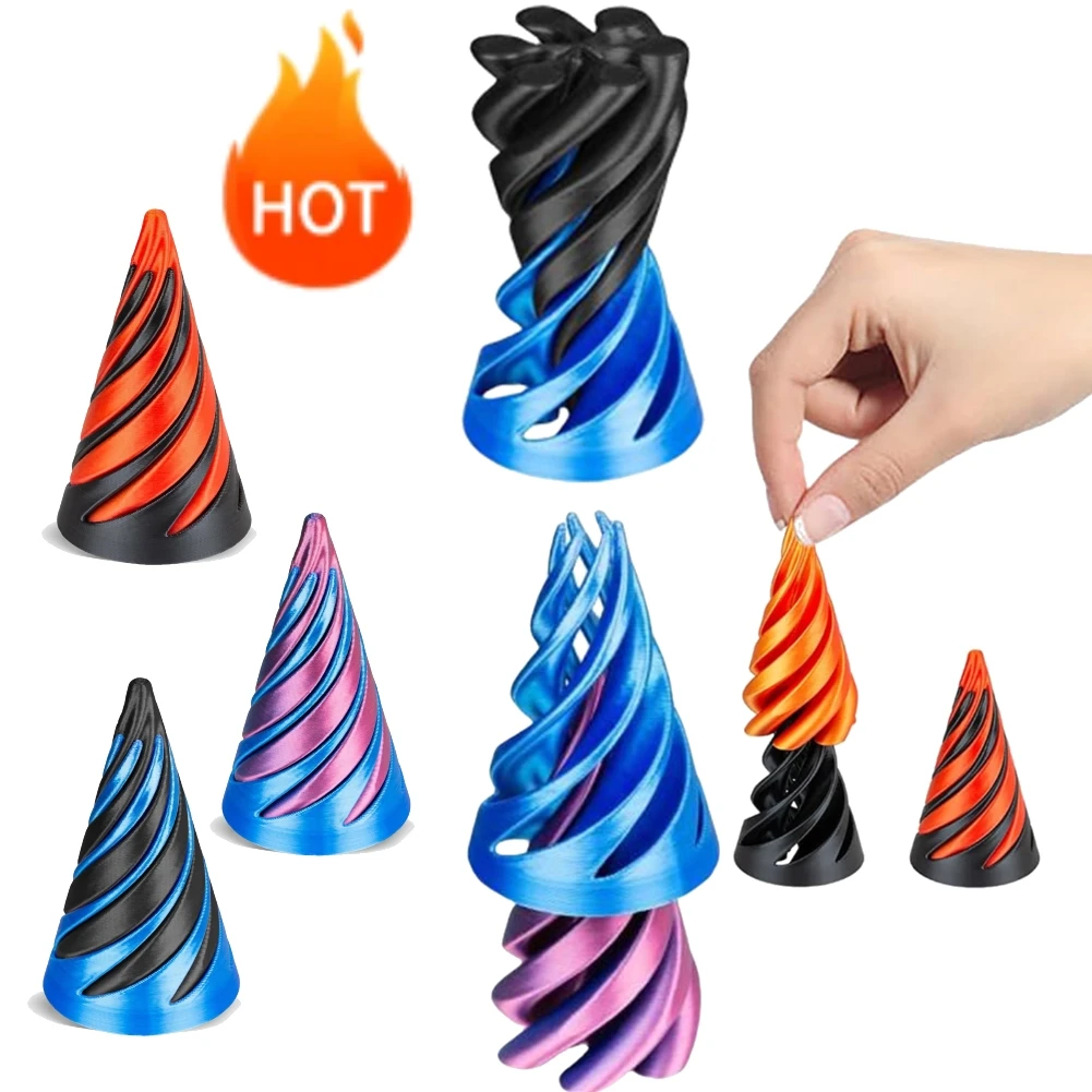 불가능한 피라미드 패스스루 조각 3d 인쇄 2024 나선형 나사 Fidget 장난감 나선형 콘 감압 장식 장식품