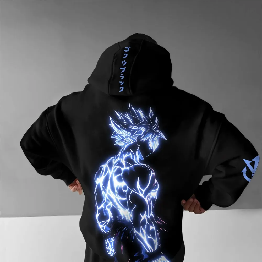 Мужской свитер с капюшоном Dragon Ball Son Goku, японское аниме, весенне-осенняя детская одежда с длинными рукавами для мальчиков, одежда оверсайз для родителей и детей