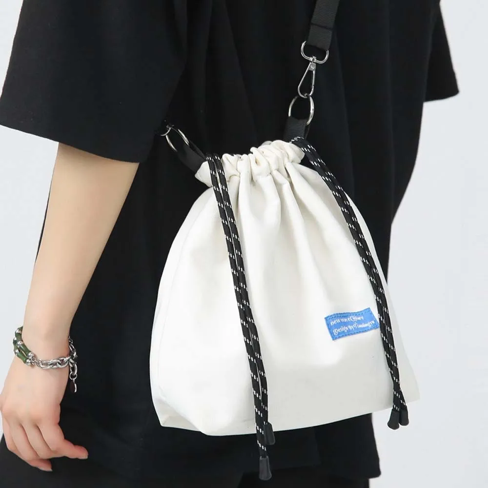 

Nylon Drawstring Bucket Bag Storage Adjustable Korean Style Shoulder Bag Portable All-match Men Crossbody Bag Men Women