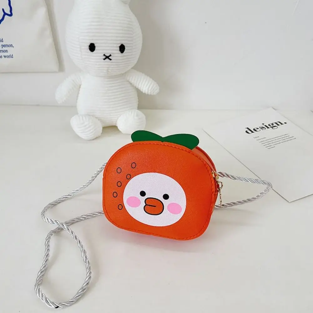 Mini monedero Kawaii para niños, bolso de hombro, bandolera, piña, dibujos animados, fruta, melocotón, naranja