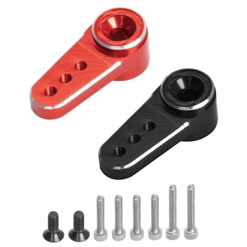 2szt Metalowe ramię serwa 15T Servo Horn Fit EMAX ES08MA II Servo for Axial SCX24 1/24 RC Crawler Car Parts, czerwony + czarny