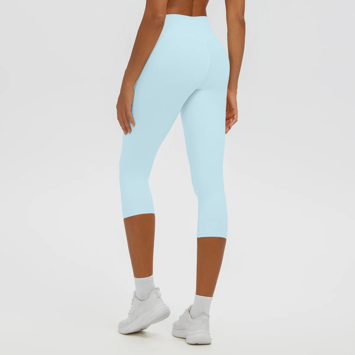 Damen-Yoga-Hosen in mittlerer Länge, einfarbig, mit hoher Dehnbarkeit, Damen-Leggings, Capri-Hosen, für Sommer, Sport, Fitnessstudio, Outdoor-Aktivitäten, Laufen, Damen-Hosen. – Detail 12