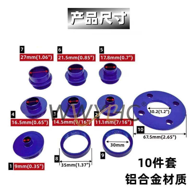 11Pcs Pure Copper Shaft Sleeve Set for Electric Wood Milling Trimming Machine Woodworking Tool Accessories