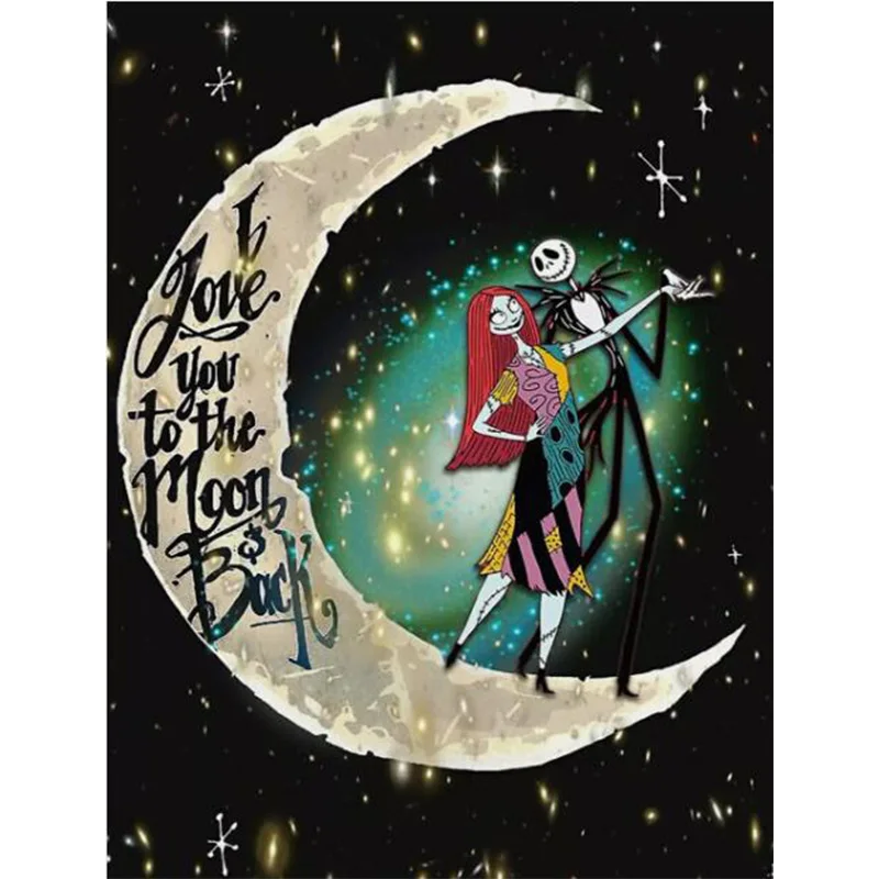 AB Diamond Diamond Painting The skeleton couple in the moonlight Embroidery Kit Wall Decoration Hanging Painting