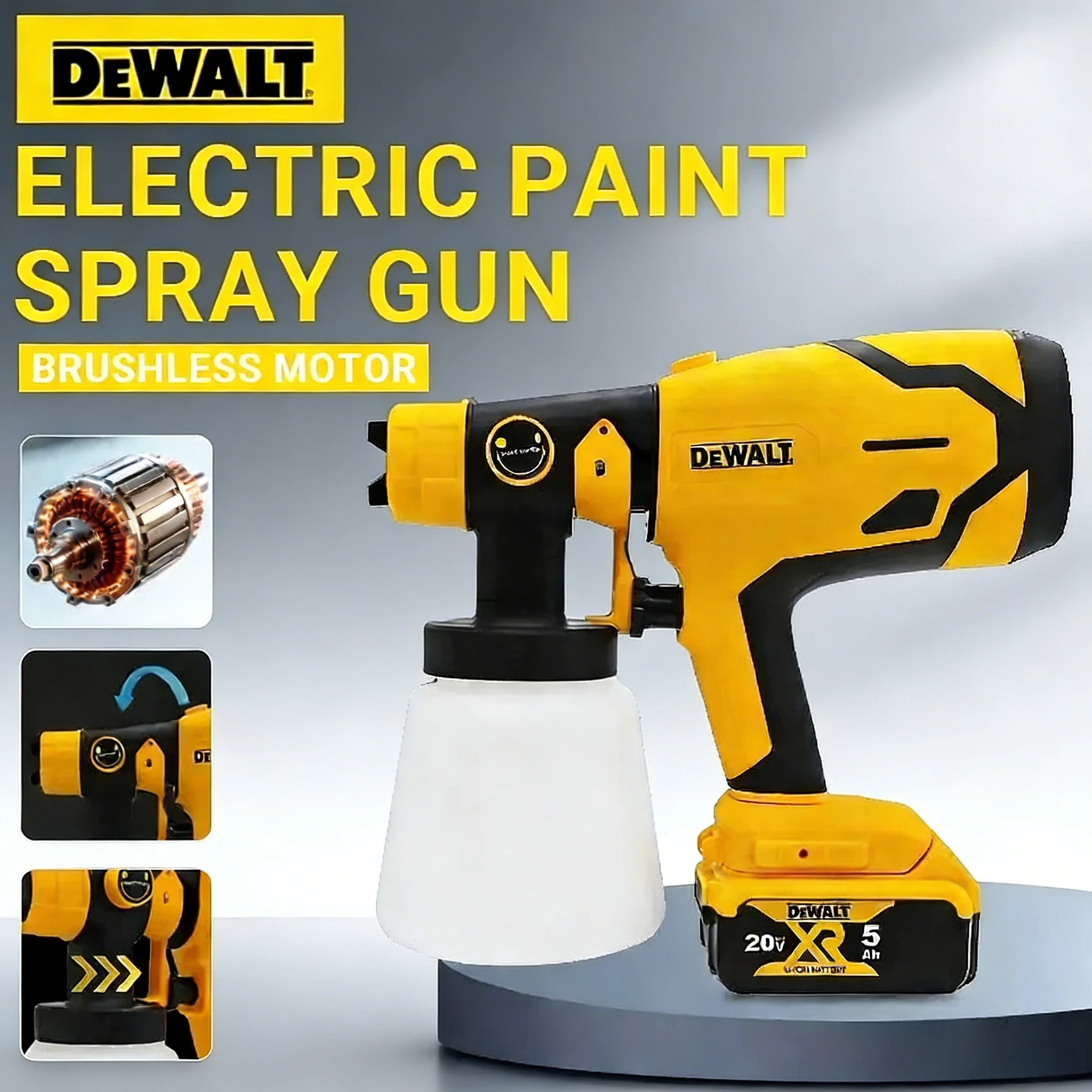 

Беспроводной электрический распылитель Dewalt, 800 мл, портативный краскопульт высокой мощности для покраски мебели, аэрограф для аккумуляторов Dewalt