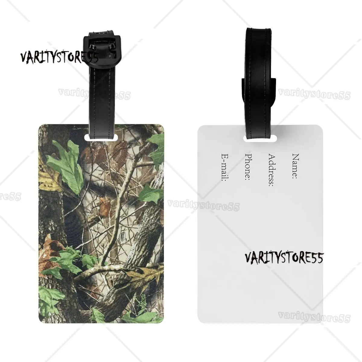 Custom Real Tree Camouflage Camo Pattern Luggage Tag Travel Bag Suitcase Privacy Cover ID Label