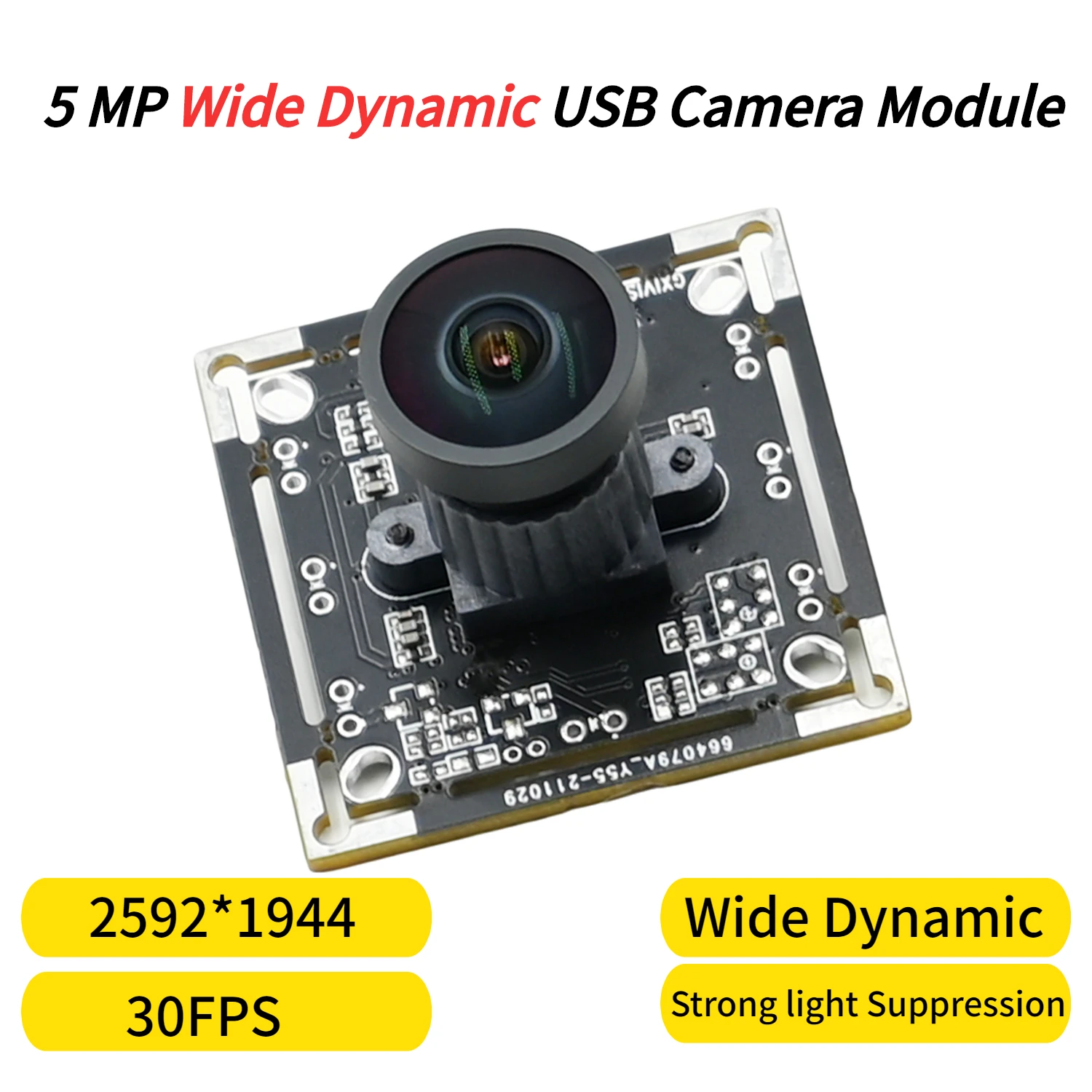 

WDR 5MP USB Camera Module, 2592x1944 30fps,Wide Dynamic PS5520,5 MegaPixe Webcam HD,UVC Compatible Plug And Play