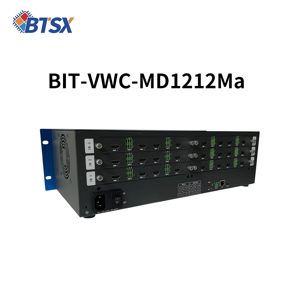 12x12 4K60Hz Seamless Video Wall Processor 4x3/3x4 Splicing Layouts Industrial Grade 24/7 Operation Web RS232 IR Control EDID