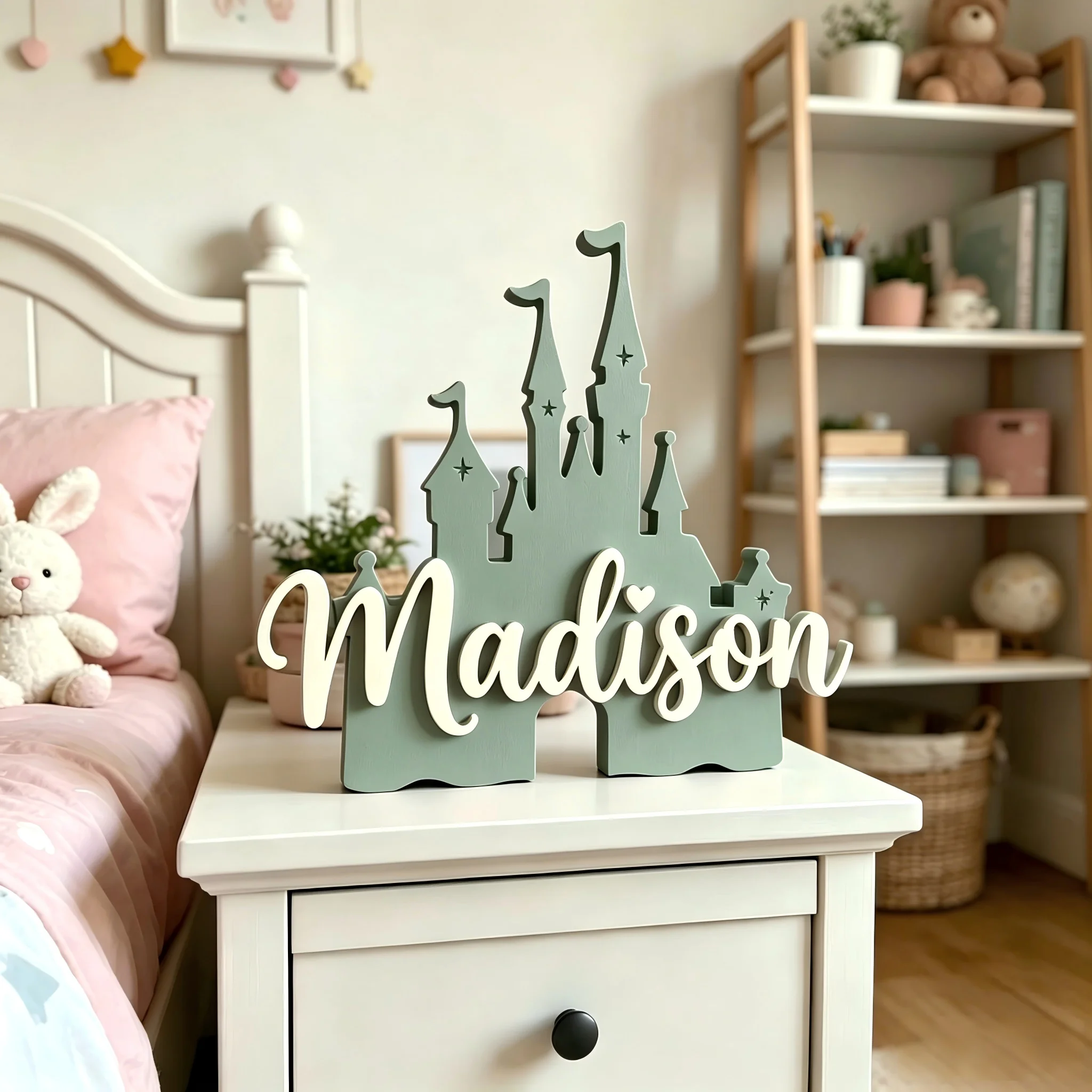 1Pc Custom Princess Castle Wooden Name Plaque,Home Room Office Wall Door Decor,DIY Paintable,Birthday Wedding Gift