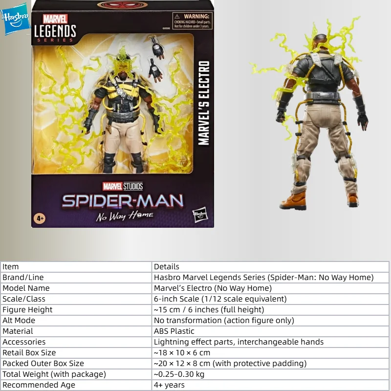 【IN STOCK】Hasbro Marvel Legends Spider-Man: No Way Home Electro 6" Action Figure, Official Collectible Toy Gift view 3
