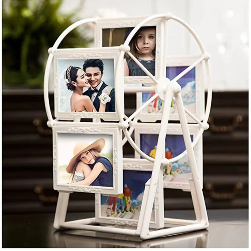 Desk Table Top Vintage Ferris Wheel Picture Frame,Personalized Family Photo Frame Shows for 12 Photos Christmas Birthday Gifts
