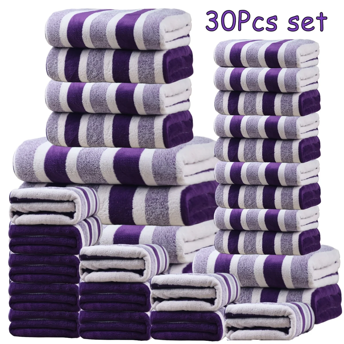 

30pcs Large Wide Super Soft Coral Bath Towel Set, Quick Drying, Fast Absorption, Lightweight, Very Suitable for Home, Hotel And
