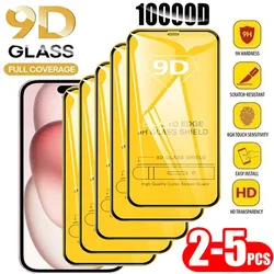 2-5PCS 9D 화면 보호기 강화 유리 iPhone 15 14 13 12 11 Pro Max 보호 유리 iPhone X XR XS Max 7 8 14 Plus