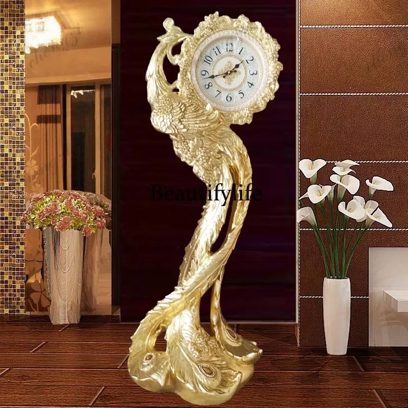 European creative floor clock, antique standing clock in living room, simple  solid wood generation simple art fashion clock