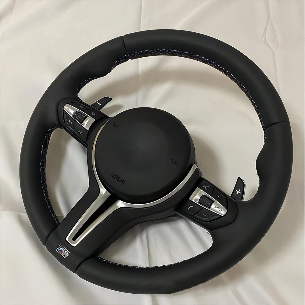 For BMW M3 M6 E F-chassis Models NAPA Leather Steering wheel  Hand Sewn Tricolor Thread Steering wheels Car Accessories