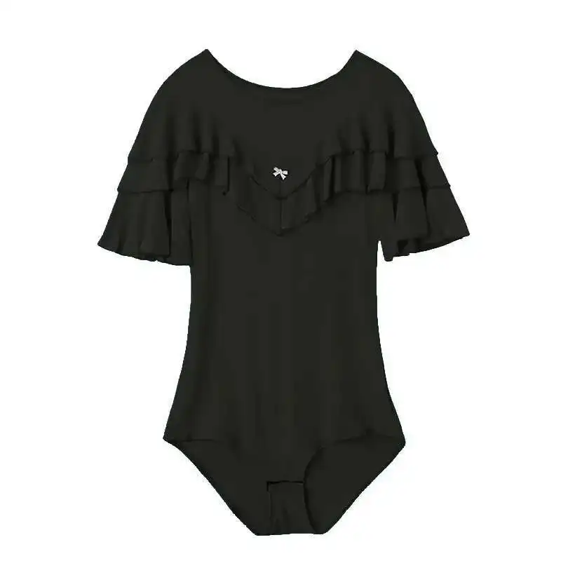 Verão novo flounce avançado camisa de dança latina feminina manga alargada topos de dança moderna competição trajes desempenho