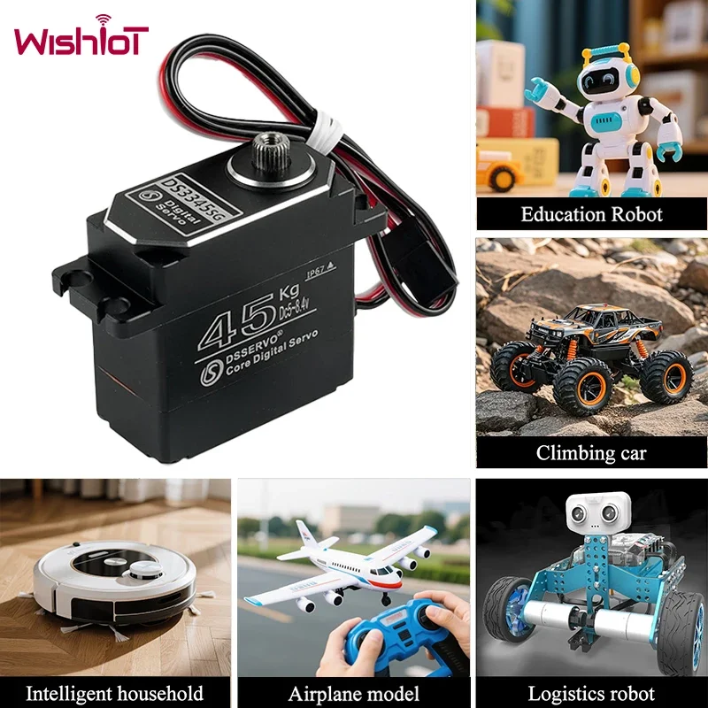 

D Pangervo IP67 Водонепроницаемый сервопривод 45 кг Алюминиевый корпус Цифровой металлический механизм HV 180 ° /270 ° Основные сервоприводы для 1/8 1/10 RC Car Truck Crawler