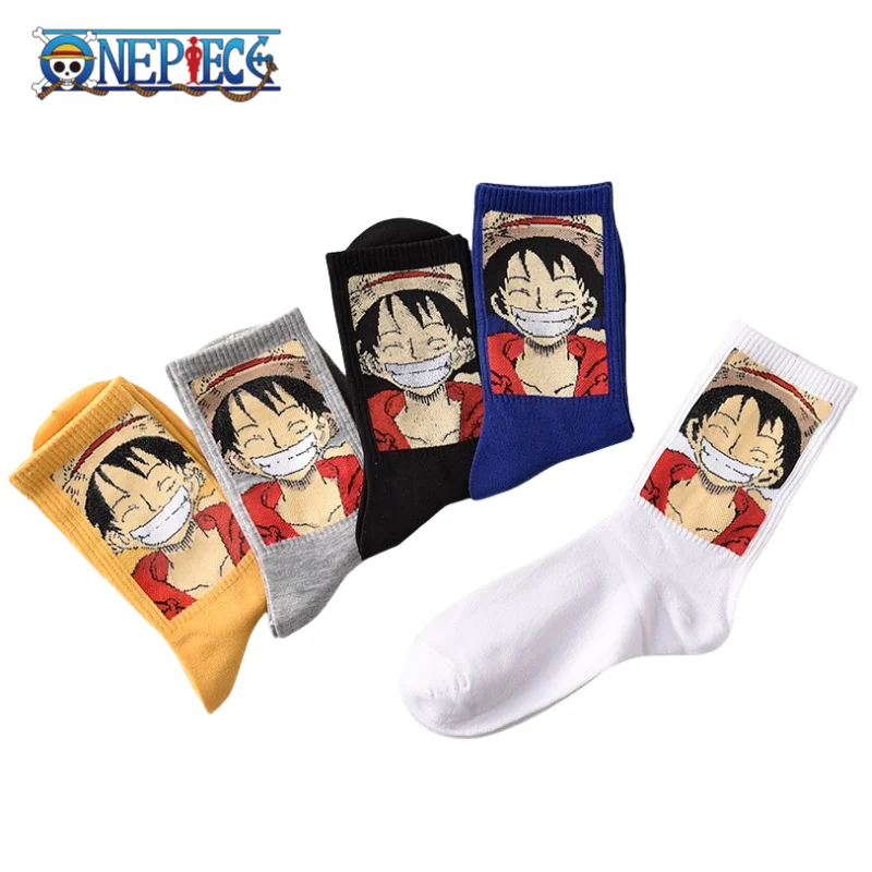 

One Piece Luffy аниме периферийные носки с героями мультфильмов, ценные спортивные носки для мужчин и женщин среднего и высокого размера, весенне-осенние парные спортивные носки