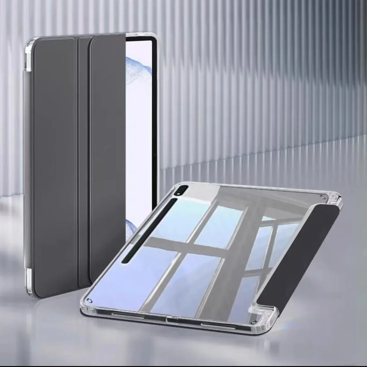 مع حافظة حامل القلم الرصاص لهاتف سامسونج جالاكسي تاب S11 2025 S10 Lite S7 S9 FE S8 Plus 12.4 13.1 A9 A11 8.7 10.9 غطاء أكريليك شفاف #5