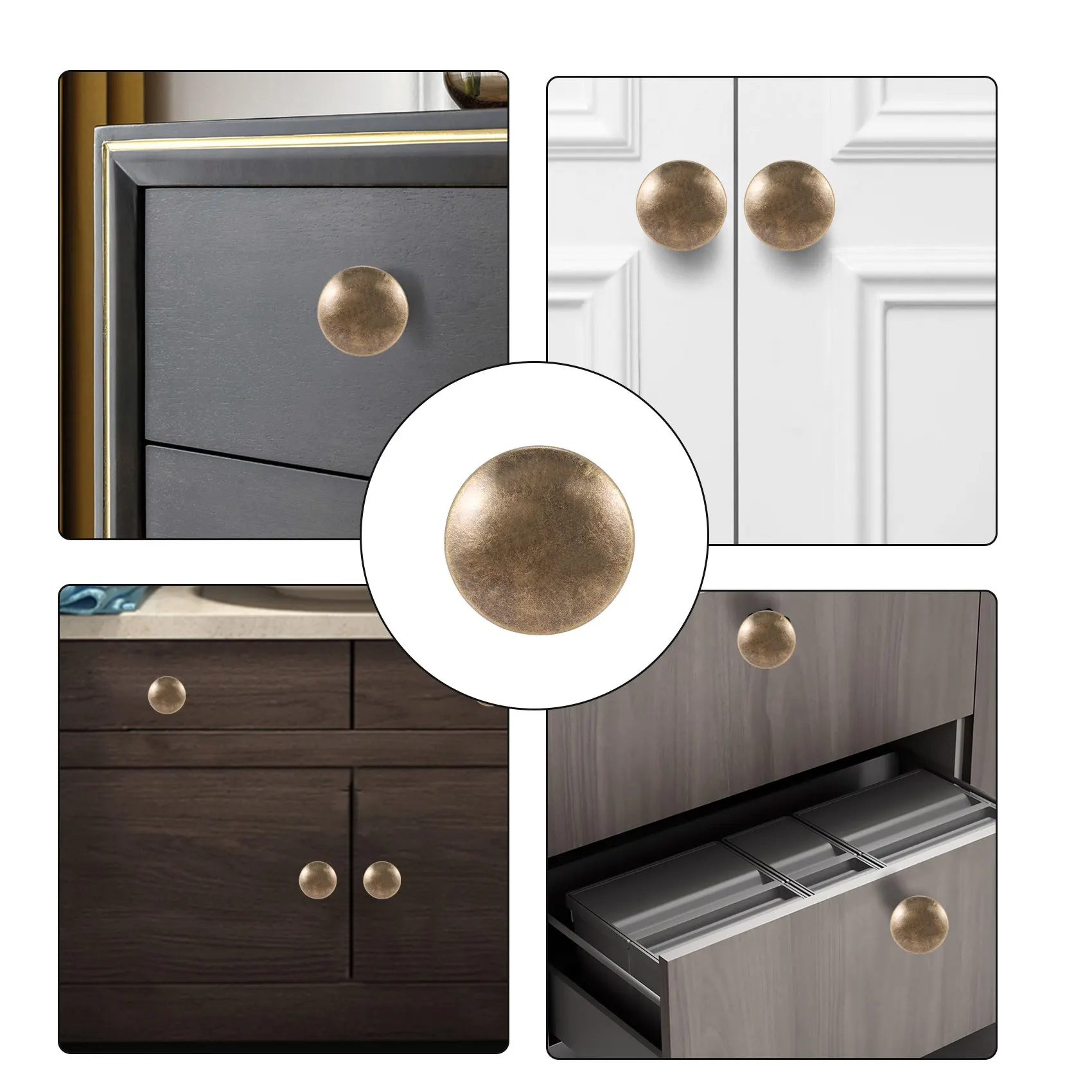 NOCM 25 قطعة مقابض أدراج الباب العتيقة 30 مللي متر مقابض خزانة المطبخ العتيقة ، لخزانة الملابس والخزانة ، برونزية قديمة