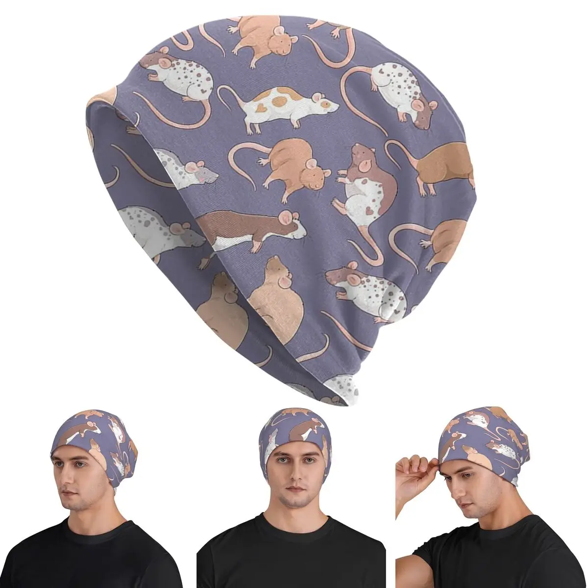 

Cute Rattie Rats Against A Slate Grey Background By Whimsicolourart Skullies Beanies Hats Warm Autumn Cap Knitted Bonnet Caps