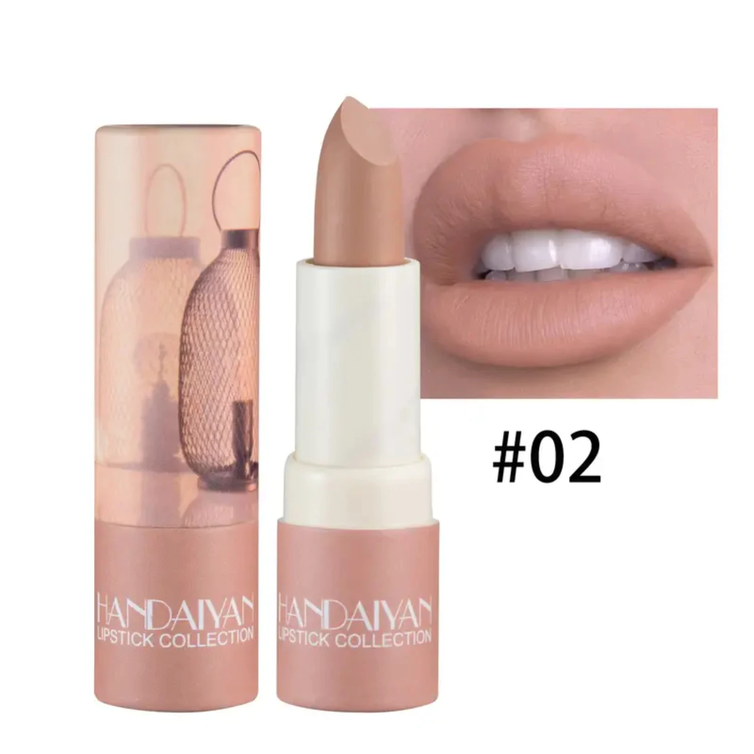 Luxuriöser, samtmatter Lippenstift in New Nude Shade, feuchtigkeitsspendende Tönungs-Lippenbalsam-Creme mit Pigment, wasserfestes 4-Farben-Make-up für