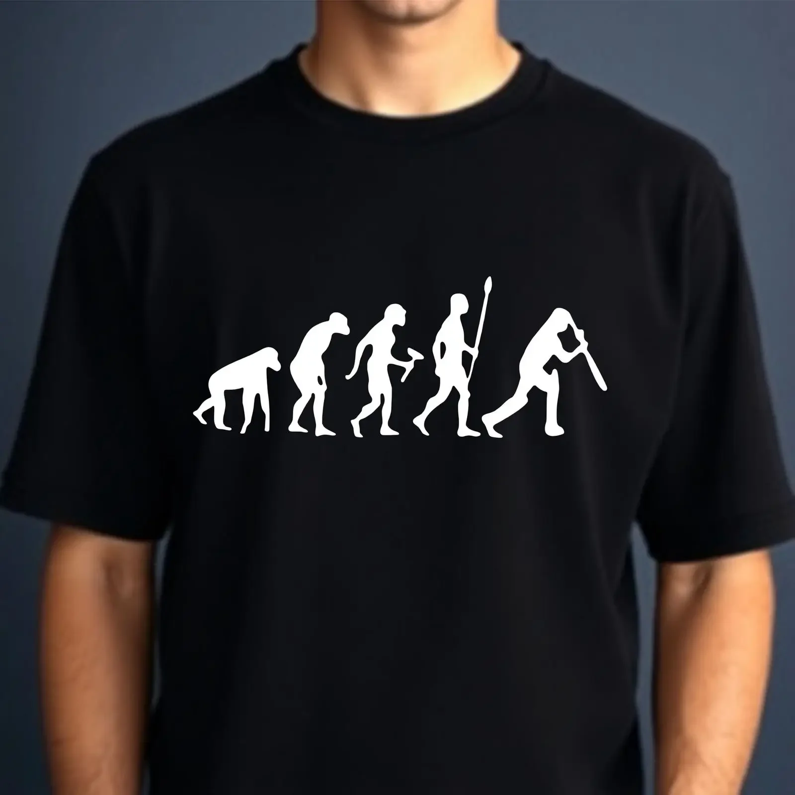 Evolution To Sportsman T Shirt Fuuny Hockey Player Golfer Top Cotton Men's vintage Washed Casual Comfortable Slightly