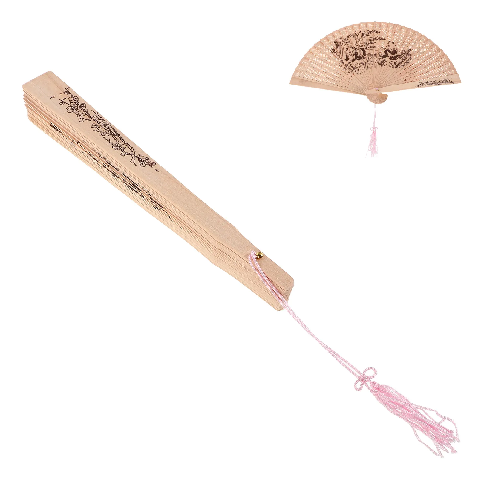 

Sandalwood Foldable Hand Fan Hollow Classic Ancient Design Durable Portable for Performance Stage Use