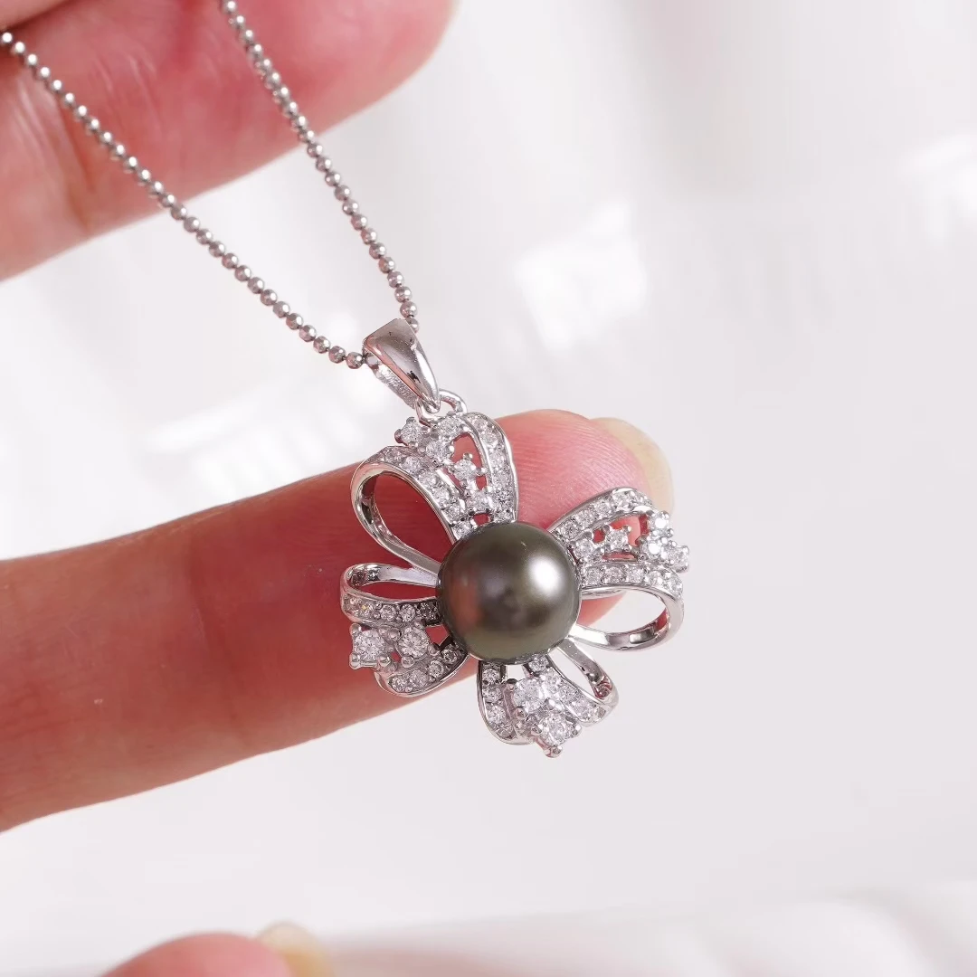 

Bow Knot Shape 925 Sterling Silver Pendant Mounts Base Findings Settings Mountings Jewelry Fittings for 8-9mm Pearls 3pcs/lot