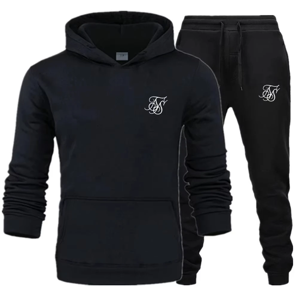 

sik silk Men Brand New Sets Fashion Autumn Spring Sporting Suit Sweatshirt Sweatpants Mens Clothing 2 Pieces Sets Slim Tracksuit