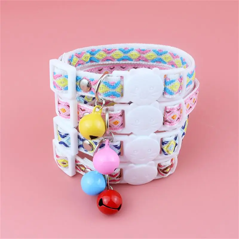 Cat Collar Pet Supplies Adjustable Ethnic Jacquard Cat Collar With Bells Anti-choking Safety Necklace