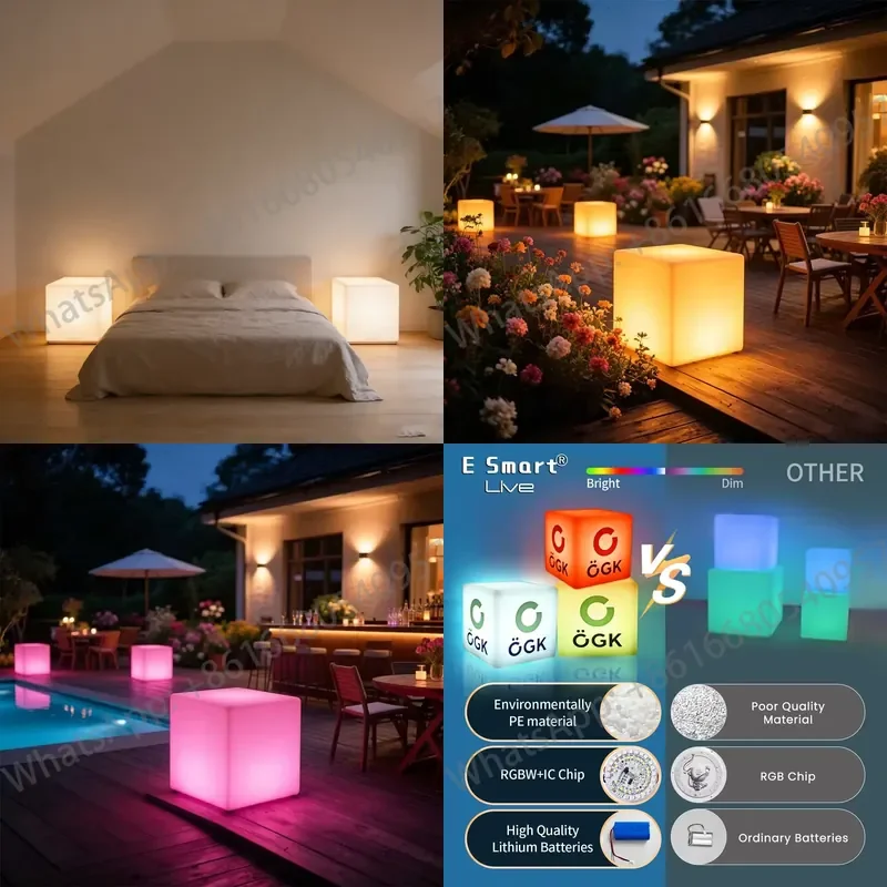 IP65 Waterproof LED Cube Seat RGB 16 Colors Changeable PE Plastic Light up Chair for Outdoor Event Garden Bar Party