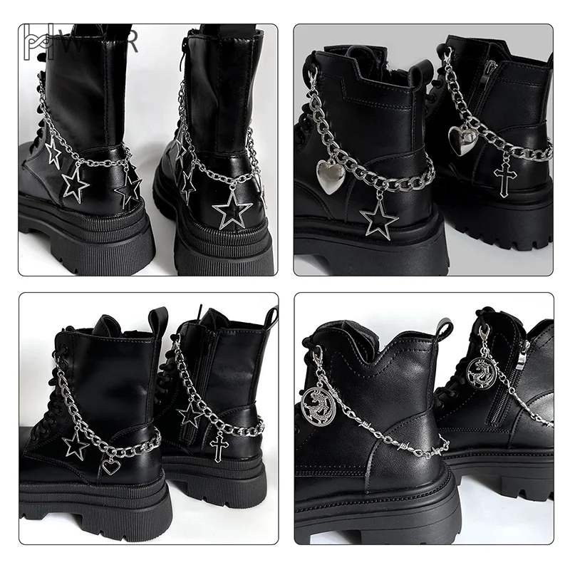 1Pcs Hollow Out Heart Star Charms Shoe Chains Martin Boots Canvas Shoes Buckles Decoration Y2k Shoes Accessories