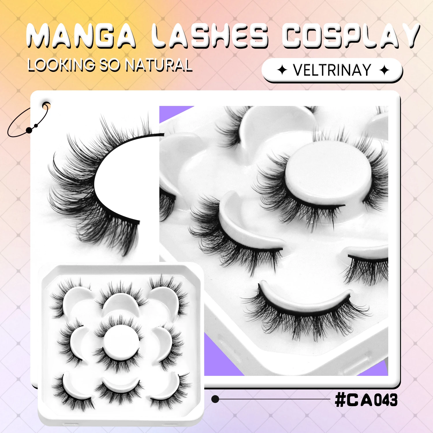 ขนตาปลอมเวลทรินาย แบบมังงะ ทรงแคทอาย ขนตาแหลม งอนแบบซี ขนตาบางเบา ดูเป็นธรรมชาติ สำหรับแต่งหน้า