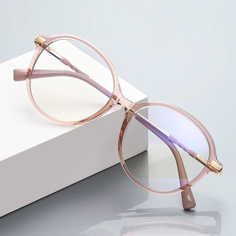 Double Legend Frame Round Myopia Reading Women Glasses Finished Anti Blue Rays Computer Myopia Prescription Glasses