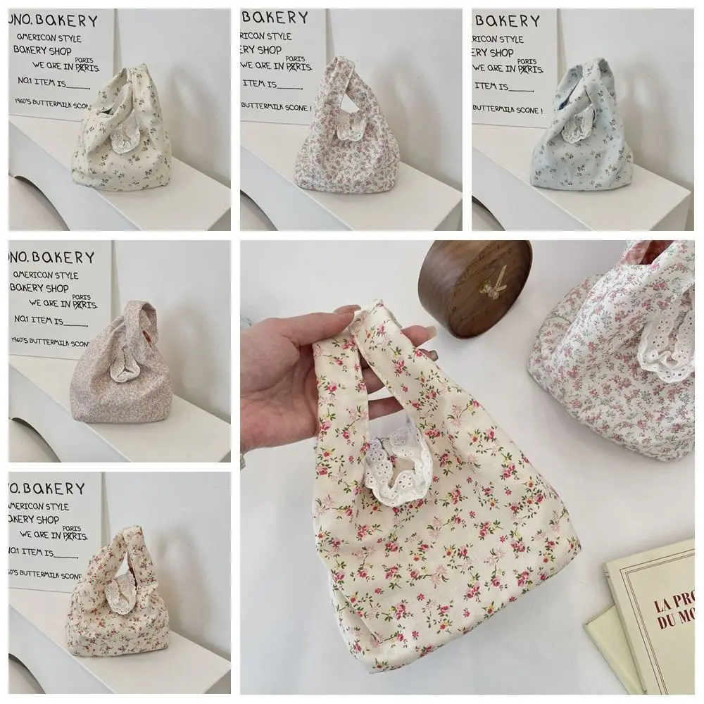 

Sweet Purse Fresh Floral Wrist Bag Korean Style Large Capacity Spring Outing Handbag Small Tote Bag Women Shoulder Bag Mommy Bag