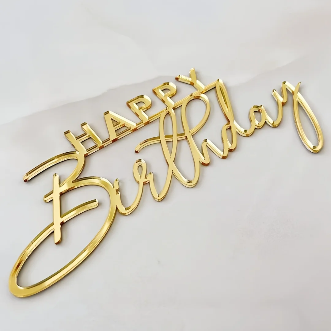 3pcs/5pcs Gold Acrylic Cake Topper For New Year Merry Christmas Party Cake Decoration Supplies,Christmas