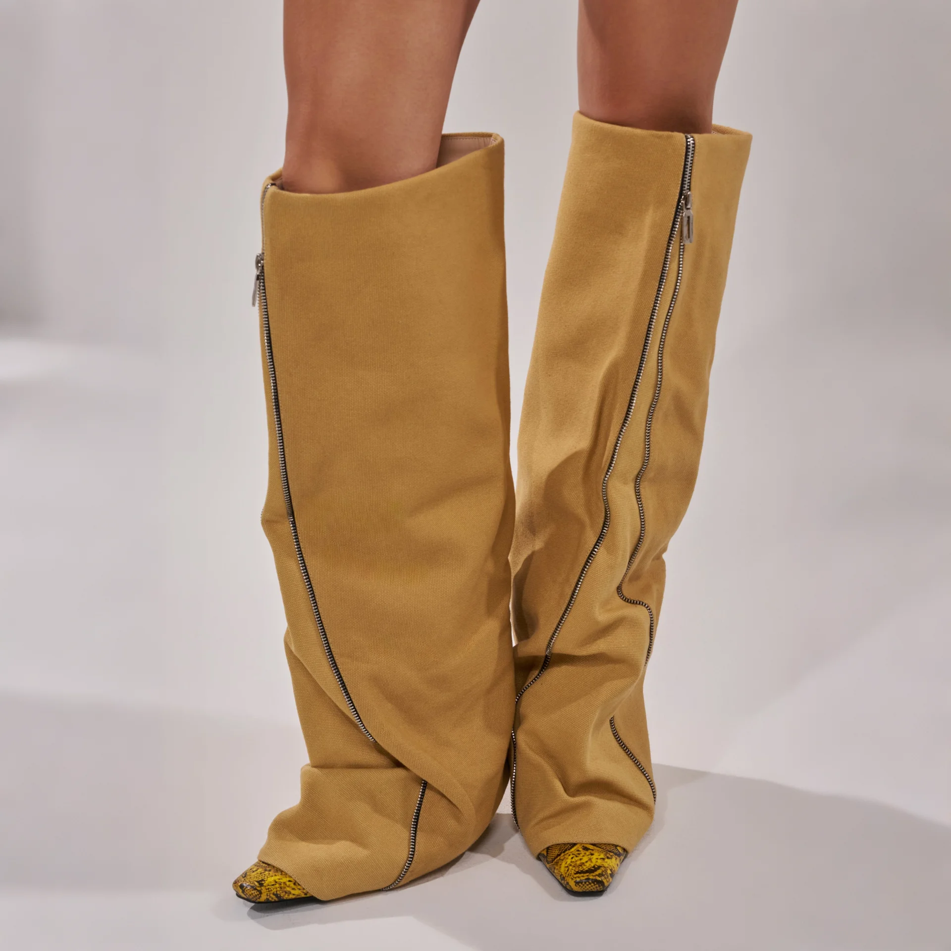 Women's Slouchy Knee High shark Boots fashion stiletto high heels zipper pointed toe party sexy pleated boots shoes woman