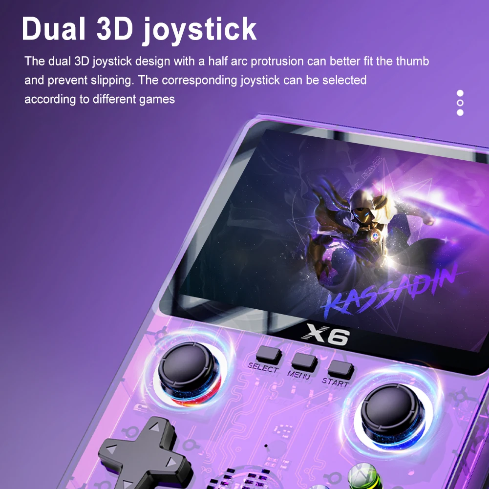 X6 Portable Video Game Console 2000mAh 3.5 Inch IPS Screen Classic Video Player 3D Joystick Support Double Player Children Gifts