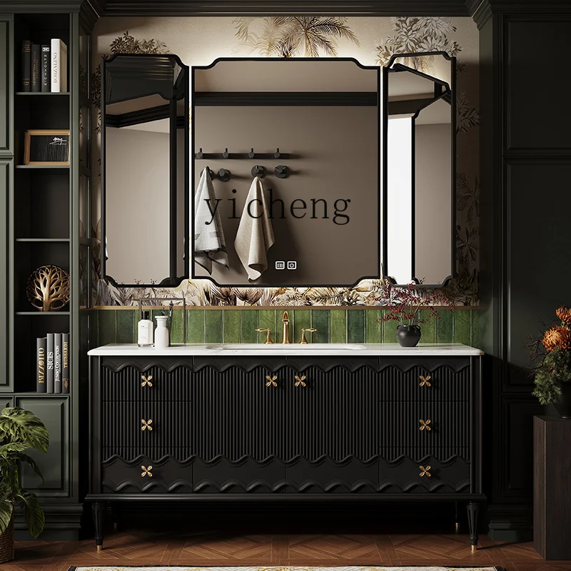 

LX Oak Floor-Standing Bathroom Cabinet Set with Sink and Washbasin Integrated