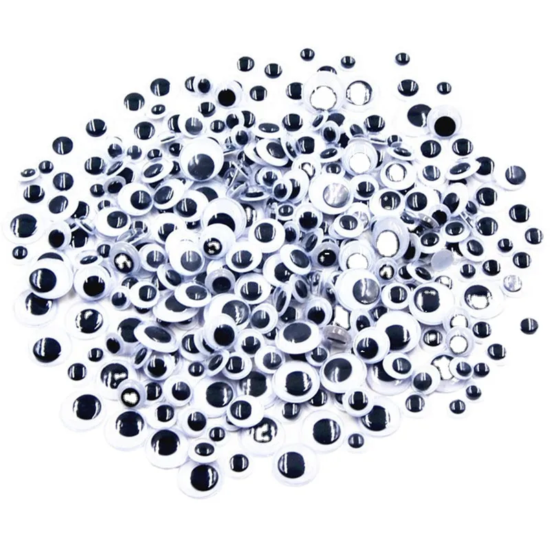 Wobbly Googly Eyes 6mm 8mm 10mm 3D Plastikowe czarne oko z samoprzylepną naklejką dla majsterkowiczów Dzieci Lalki Akcesoria 200szt