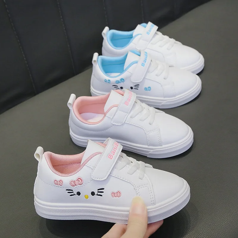 

Children Sport Shoes Girls Sneakers Cartoon Casual Anti-Slip Kids White Shoes Flat School Sneakers Soft Sole Board Shoes