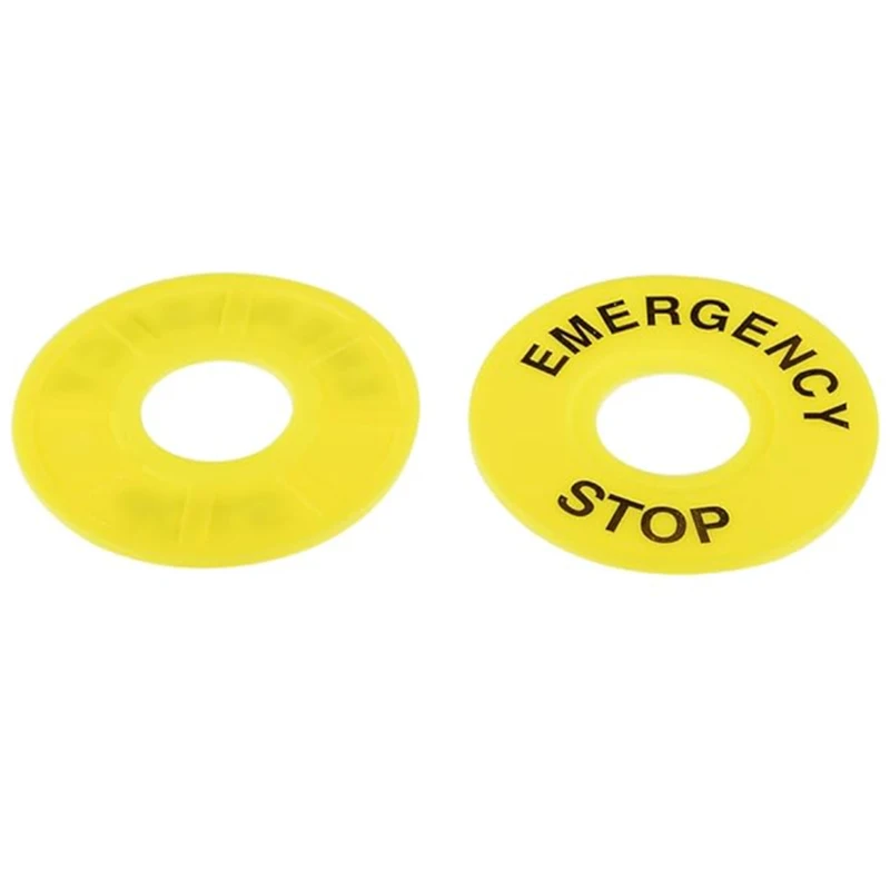 Emergency Stop Button Switch Alarm Ring 60MM Yellow Sign Button Box STOP Opening 22MM