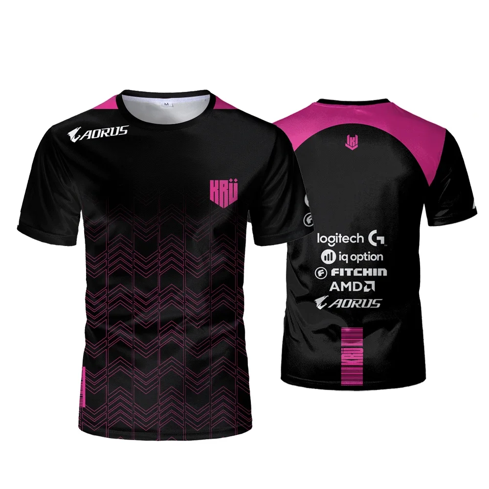 Esports Heroic Team Game Uniform KRU Team Training Kit Men's T-shirt Breathable Crewneck Jersey Cosplay Top Children's Holiday G